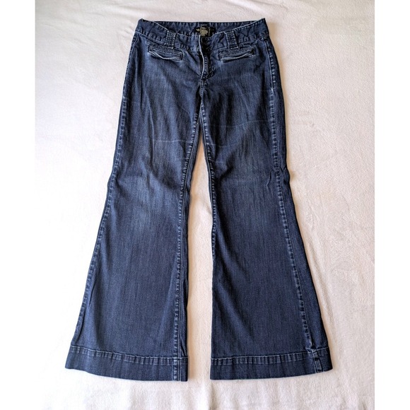Mossimo Denim - Mossimo Premium Denim Jeans Womens 10 Blue Flare Wide Leg Trouser Mid Rise Y2K